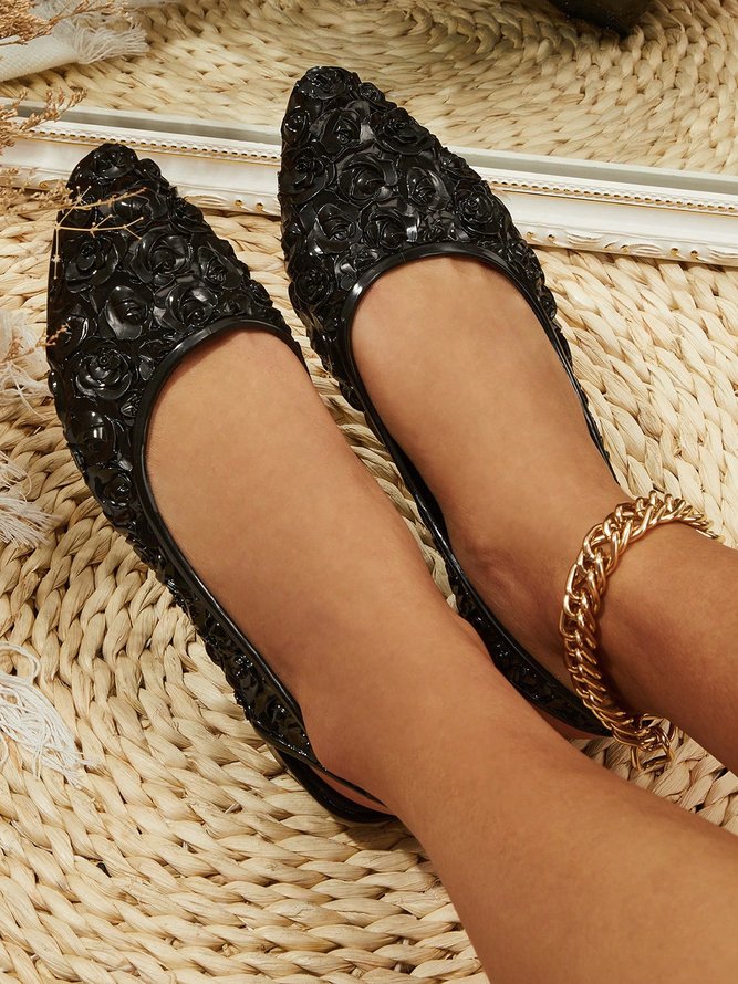 Wasserdicht Geblümt Keilabsatz Slingback Flache Schuhe