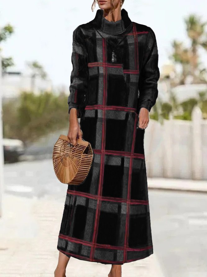 Regelmäßige Passform Rollkragen Freizeitkleid