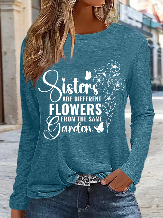 Damen Schwestern sind anders Blumen von das gleich Garten Rundhals Bluse