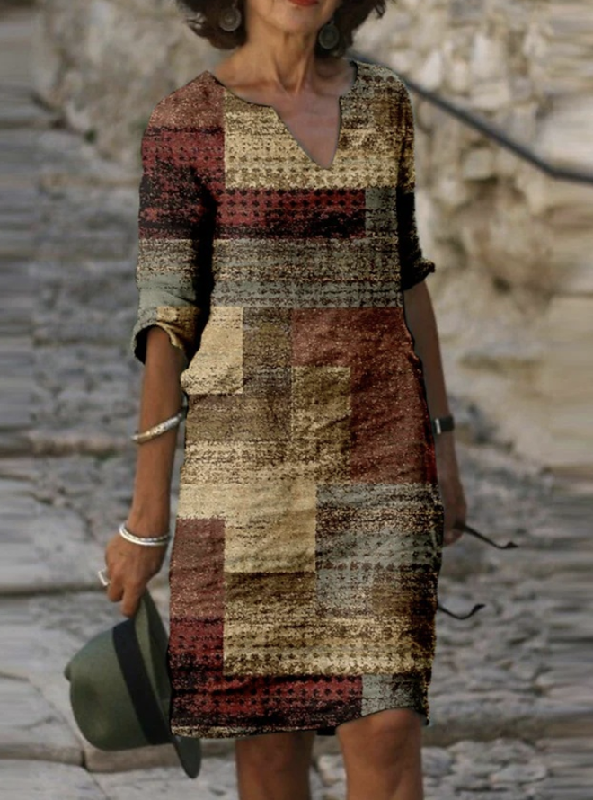 Weit Lässig Ethnisch Kleid mit Nein