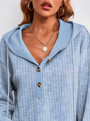 Kapuzenpullover Damen Knopfleiste Leichter Pullover für den Herbst
