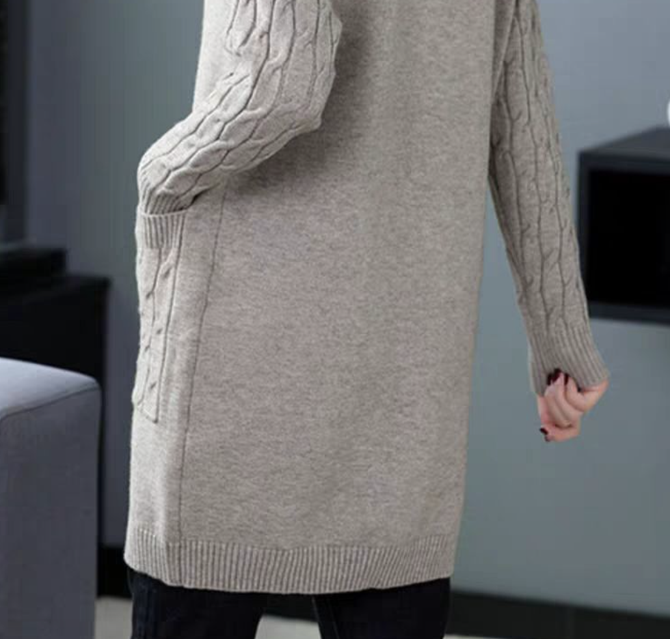 Unifarben Strickjacke Taschen Herbst Winter