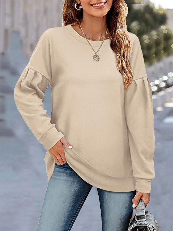 Rundhals Lässig Weit Sweatshirt