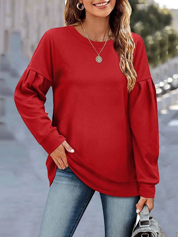Rundhals Lässig Weit Sweatshirt