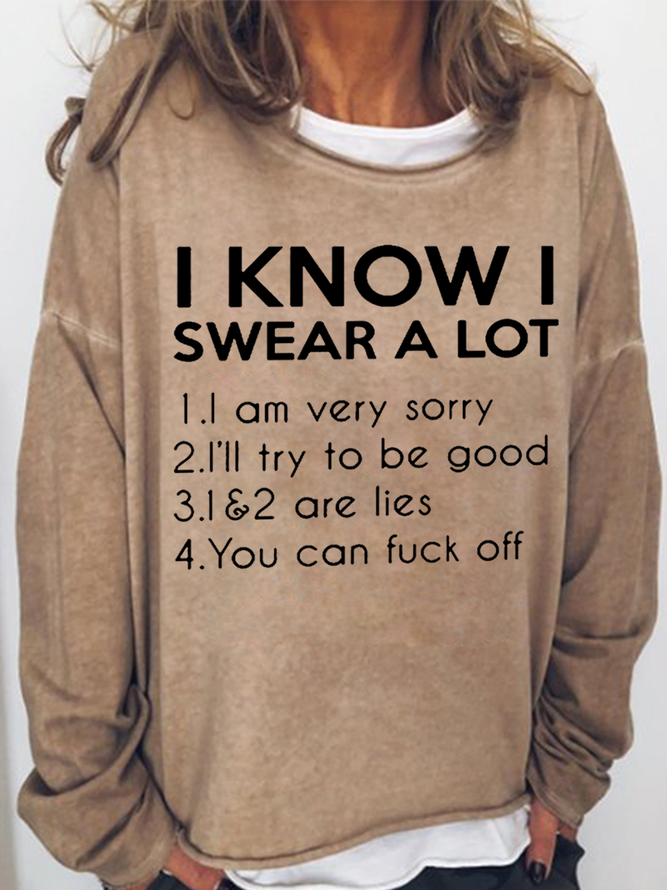 Damen I Kennt Schwöre A Menge Regelmäßige Passform Rundhals Lässig Sweatshirt