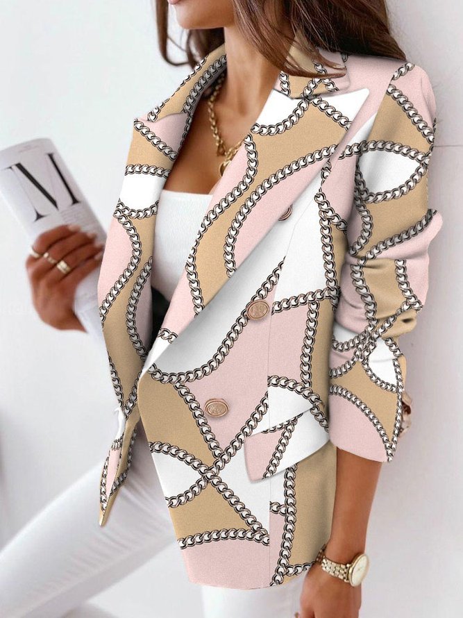 Reverskragen Lässig Geometrisch Blazer