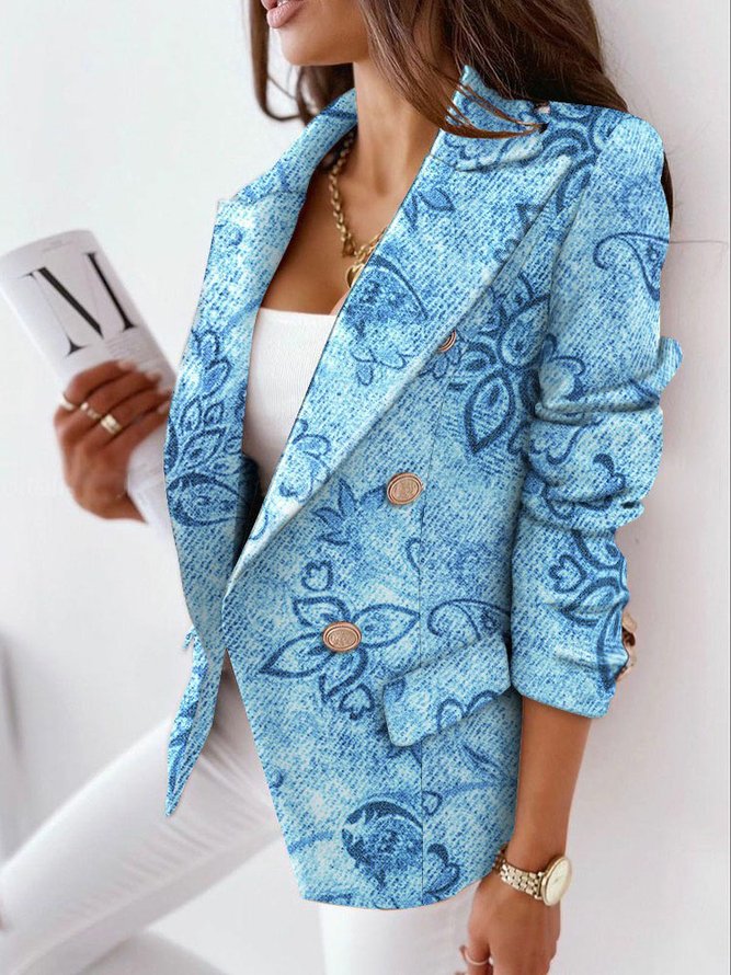 Reverskragen Lässig Geometrisch Blazer