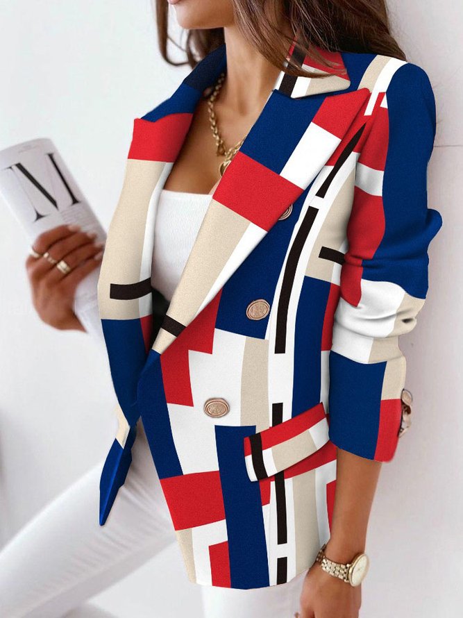Reverskragen Lässig Geometrisch Blazer