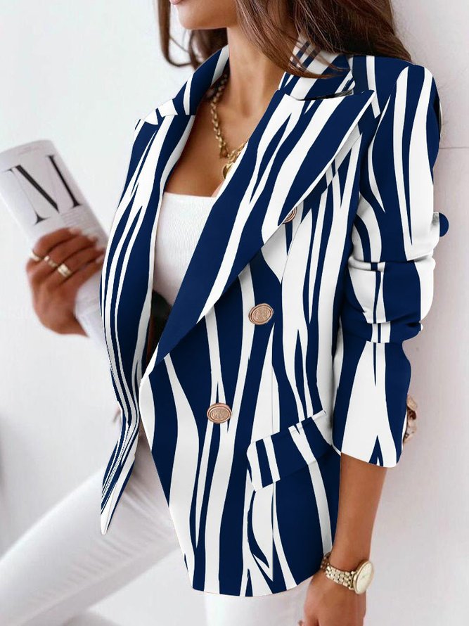 Reverskragen Lässig Geometrisch Blazer