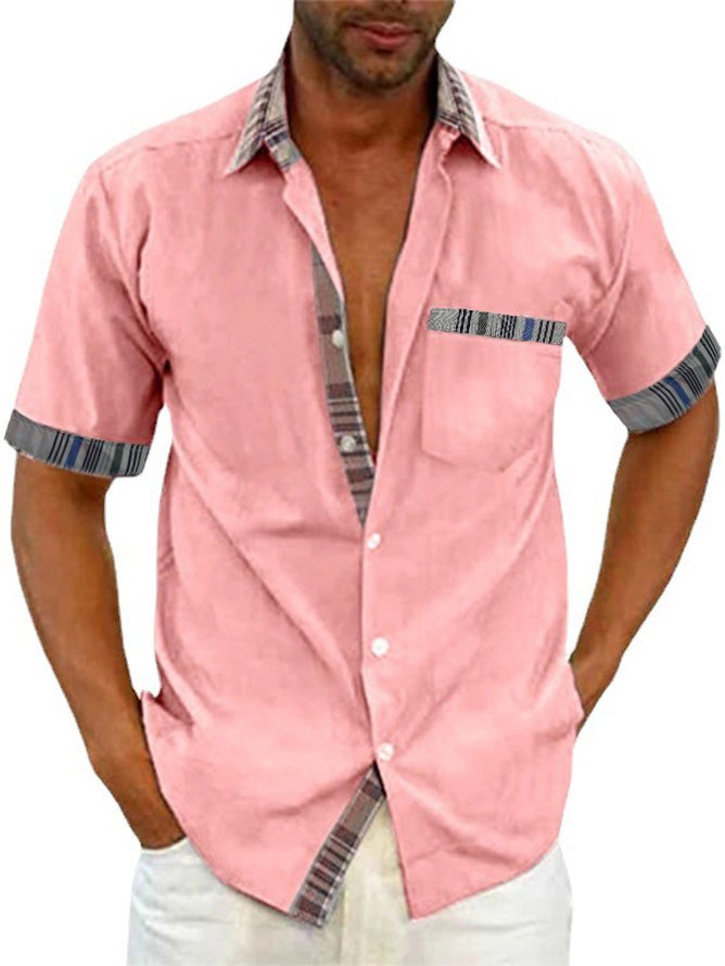 Herren Lässig Kariert Patchwork Shirts Urban jeden Tag Urlaub Kleidung