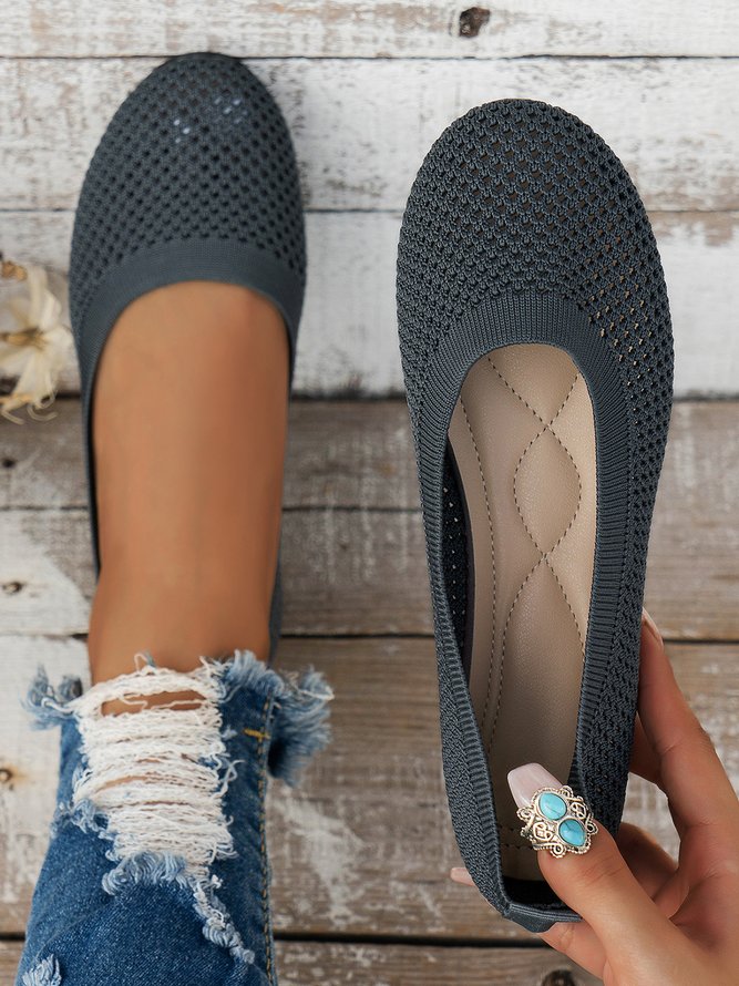 Atmungsaktiv Ausgehöhlt Textil Lässig Flache Schuhe