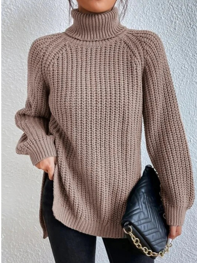 Lässig Unifarben Rollkragen Wolle/Stricken Pullover