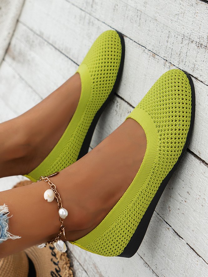 Atmungsaktiv Ausgehöhlt Textil Lässig Flache Schuhe