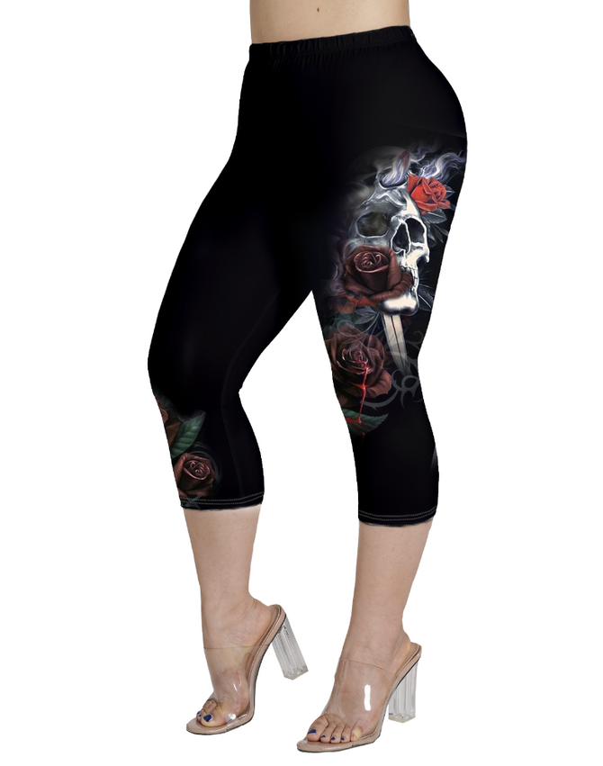 Geblümt Schmetterling Lässig Caprihosen Legging