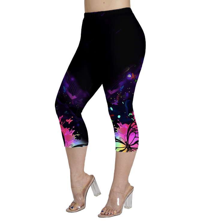 Geblümt Schmetterling Lässig Caprihosen Legging