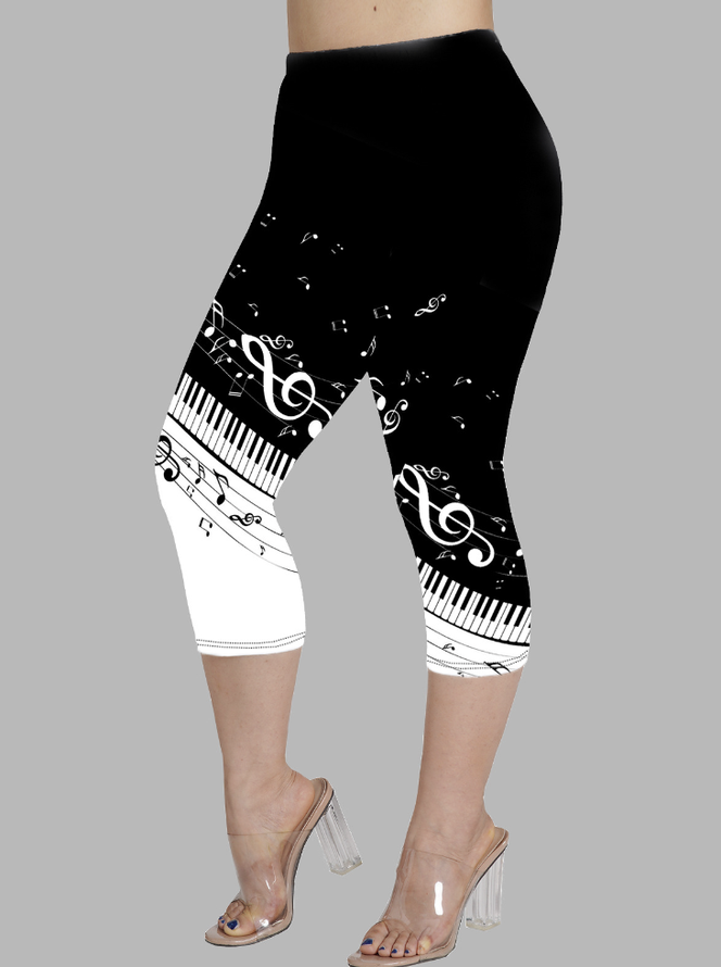 Geblümt Schmetterling Lässig Caprihosen Legging