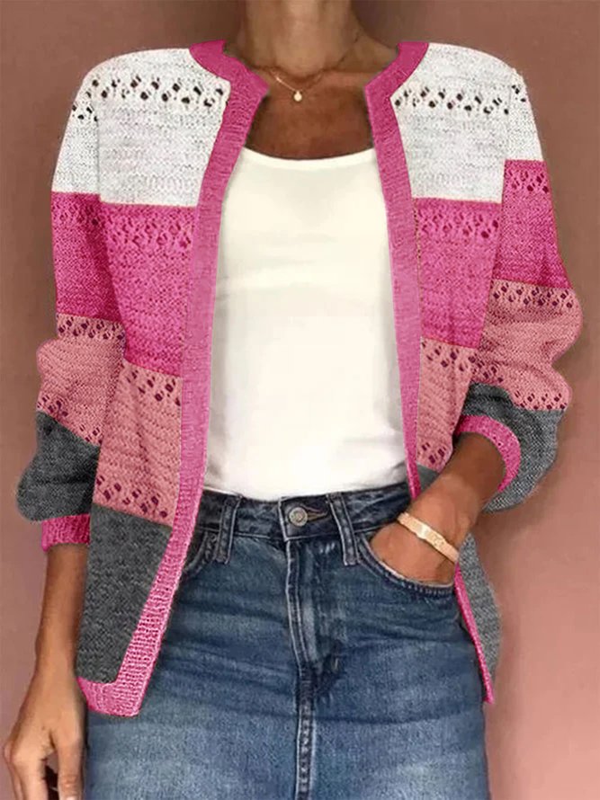 Jacquard Wickeln Lässig Strickjacke