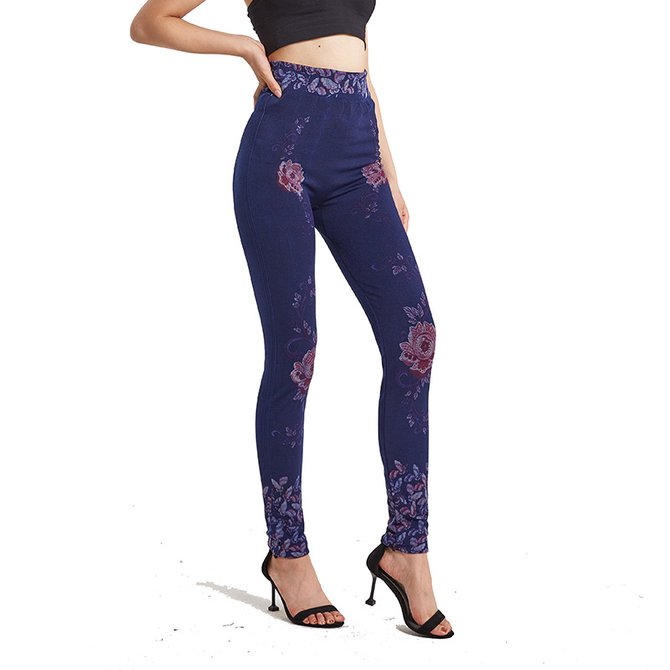 Geblümt Lässig Fest Legging