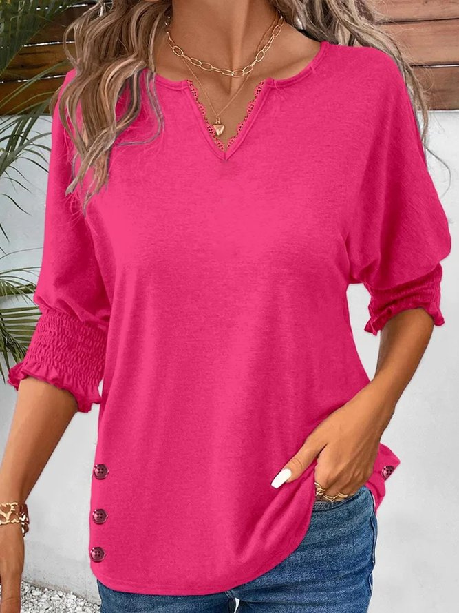 Unifarben Jersey Lässig T-Shirt