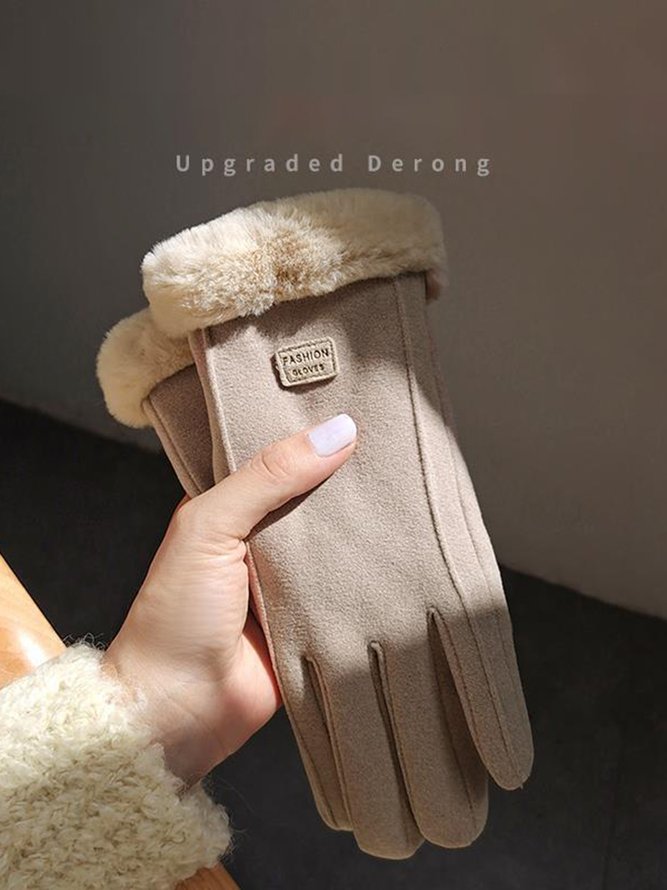 Katze Gesicht Stickerei Schleife Knoten Pelz Revers Warm Elegant Damen Handschuhe