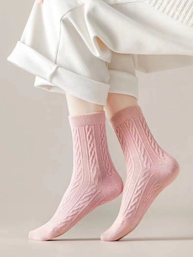 1 Paar Damen Hochelastisch Twist Mitte der Wade Socken