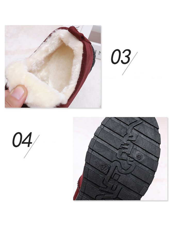 Unifarben Wasserdicht Kunstwildleder Warm Vlies Schneestiefel