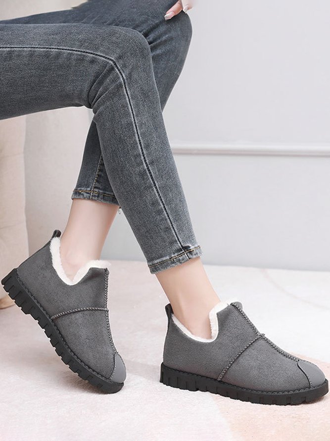 Unifarben Wasserdicht Kunstwildleder Warm Vlies Schneestiefel