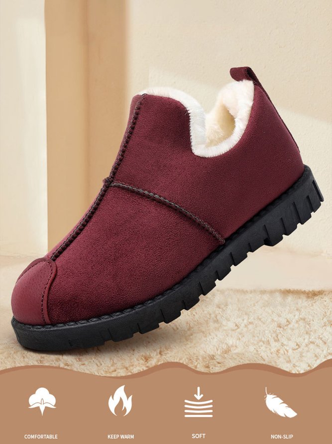 Unifarben Wasserdicht Kunstwildleder Warm Vlies Schneestiefel
