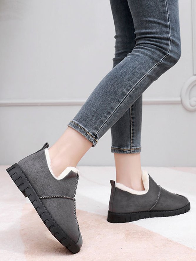 Unifarben Wasserdicht Kunstwildleder Warm Vlies Schneestiefel