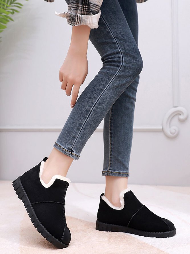 Unifarben Wasserdicht Kunstwildleder Warm Vlies Schneestiefel