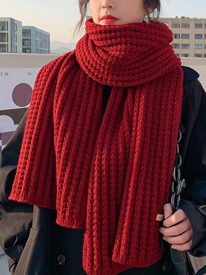 Damen minimalistisch Twist Gestrickt Wärme Unifarben Schal