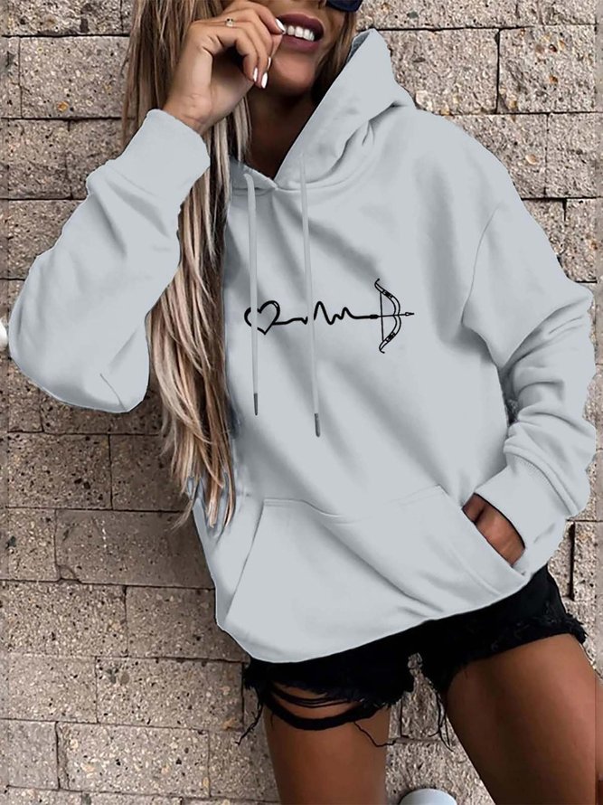 Lässig Weit Herz/Herz Kapuze Sweatshirt