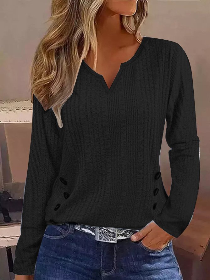 Schnalle Unifarben Lässig T-Shirt