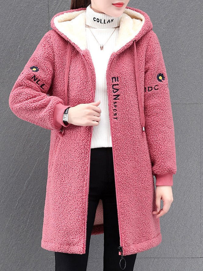 Lässig Fluff/Granular-Fleece-Stoff Teddy Jacke