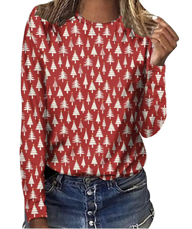 Lässig Weihnachten Langarm Rundhals T-Shirt