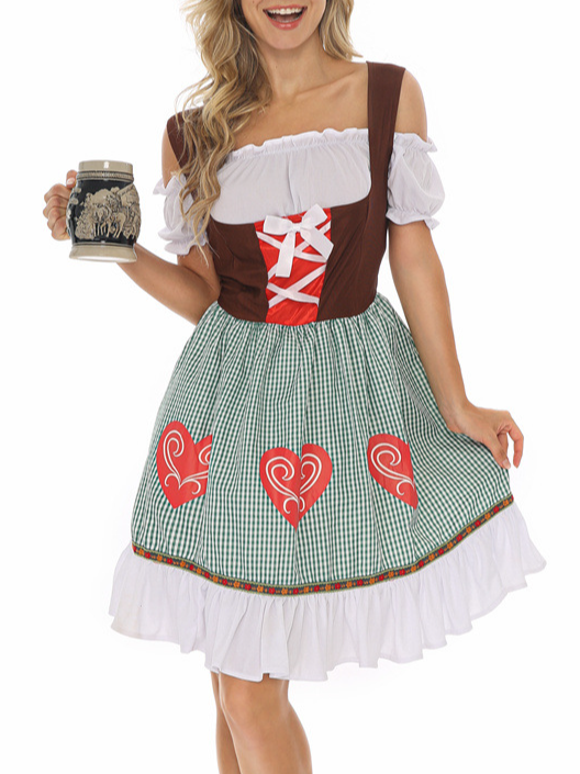 Oktoberfest Bayerisch traditionell Bier Kurzarm Schnürung Schleife Kleid