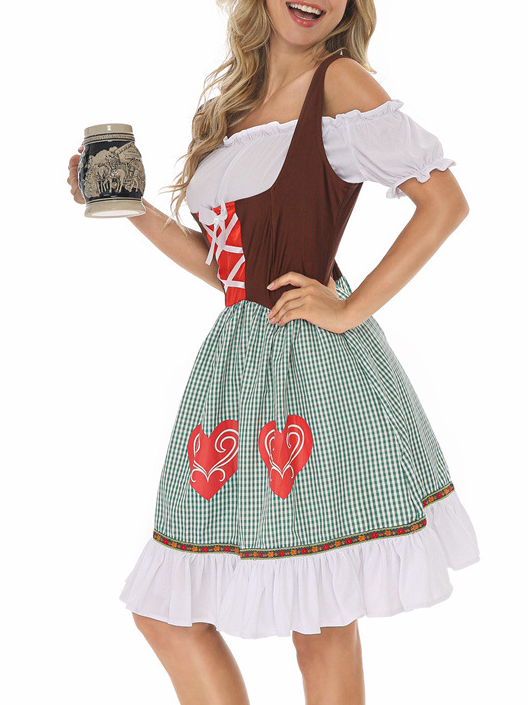 Oktoberfest Bayerisch traditionell Bier Kurzarm Schnürung Schleife Kleid