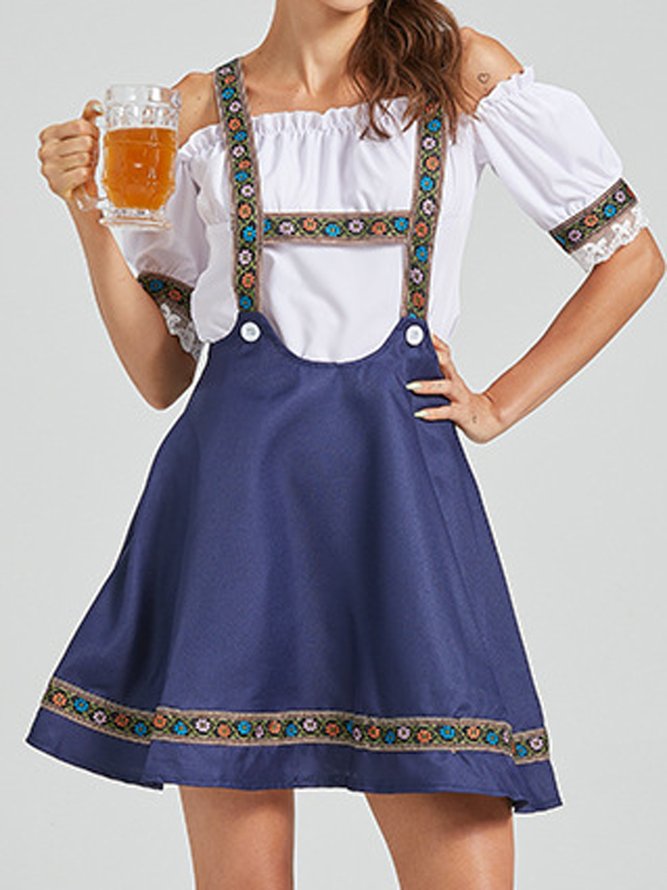 Regelmäßige Passform Farbblock Deutschland Kleid mit Nein