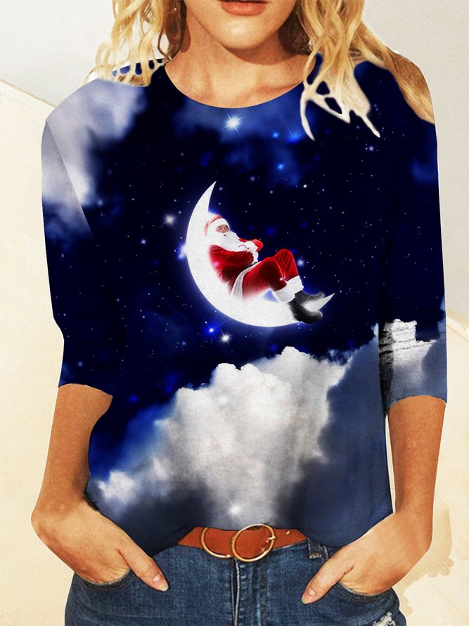 Weihnachten Lässig Rundhals T-Shirt