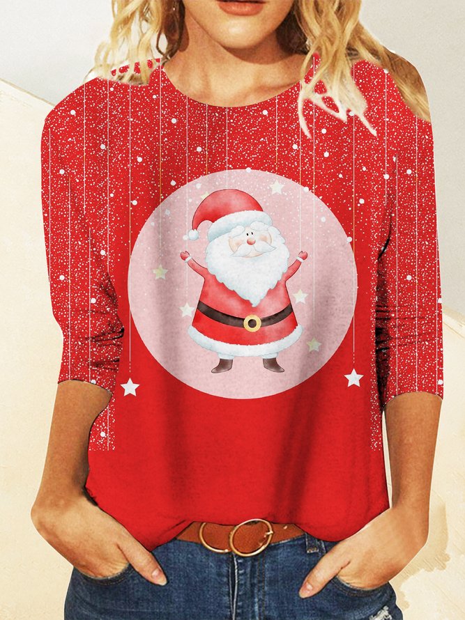 Weihnachten Lässig Rundhals T-Shirt