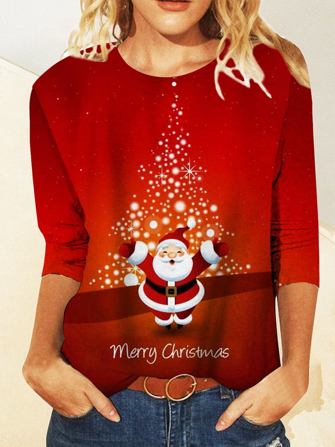 Weihnachten Lässig Rundhals T-Shirt