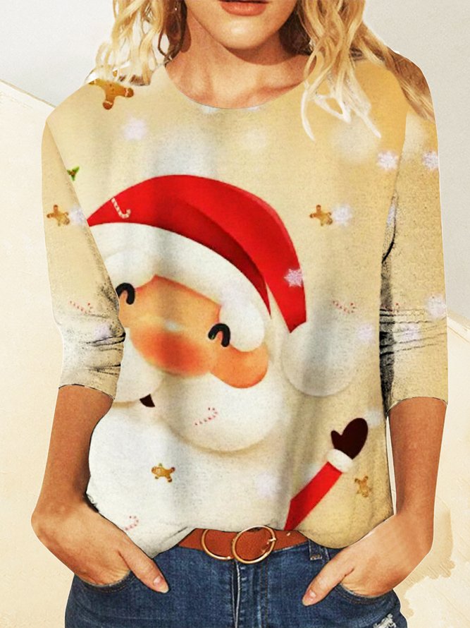 Weihnachten Lässig Rundhals T-Shirt