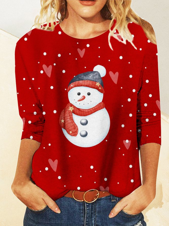 Weihnachten Lässig Rundhals T-Shirt