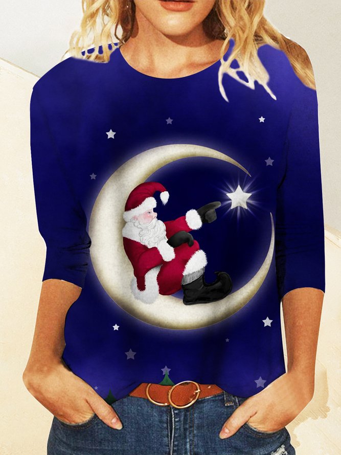 Weihnachten Lässig Rundhals T-Shirt