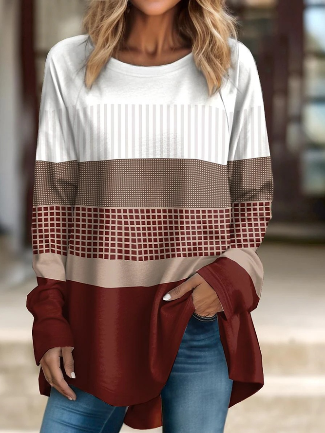 Blusen & Shirts Fashion Print Rundhals Langarm T-Shirt