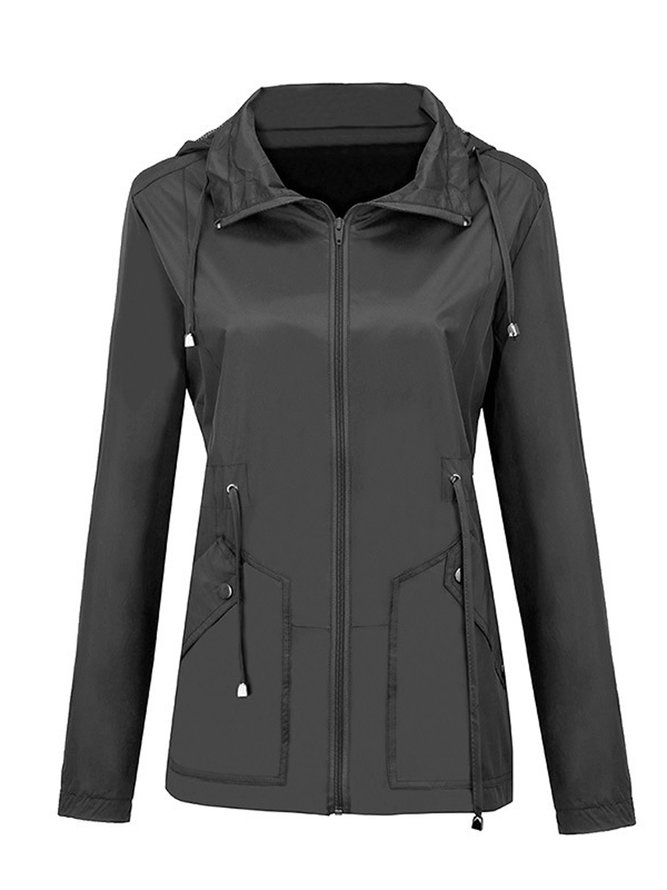 Reißverschluss Unifarben Lässig Trenchcoat