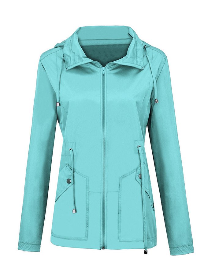 Reißverschluss Unifarben Lässig Trenchcoat
