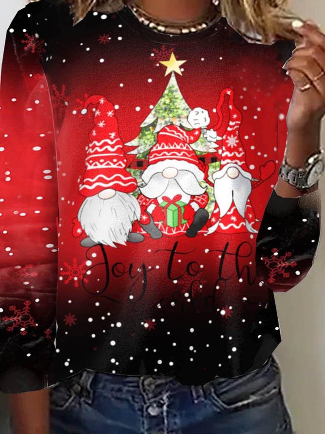Rundhals Weihnachten Weit Lässig T-Shirt
