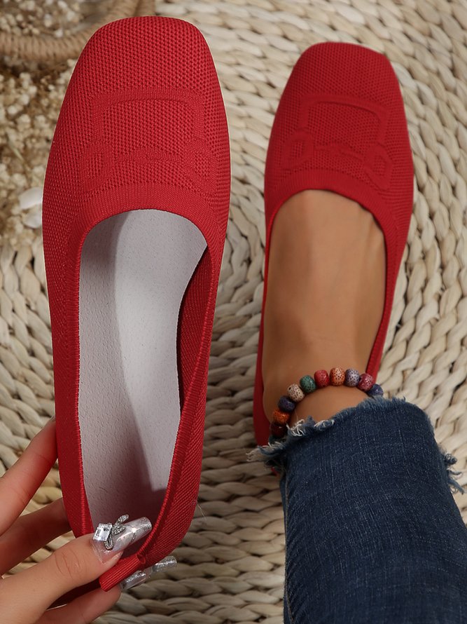 Damen Unifarben Alle Jahreszeiten Einfach Rutschfest Textil Stoff Baumwolle Leinen Gummi Slip On Flache Schuhe