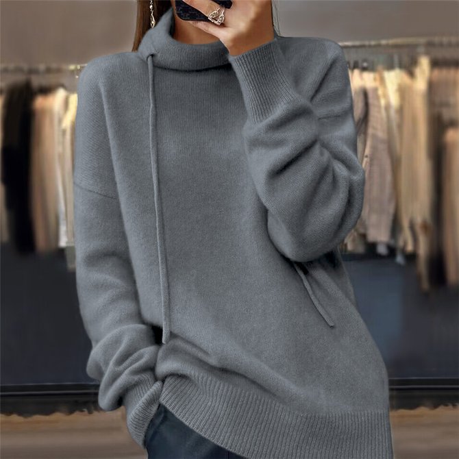 Weit Rollkragen Lässig Garn/Wollgarn Pullover
